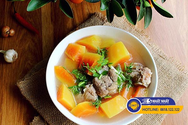 canh đu đủ hầm xương